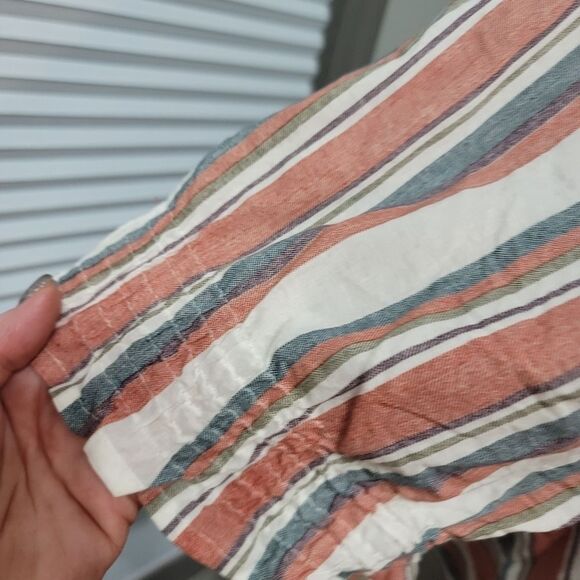 ASHLEY Stewart Striped Off Shoulder Puff Sleeve Peplum Top - Picture 6 of 7